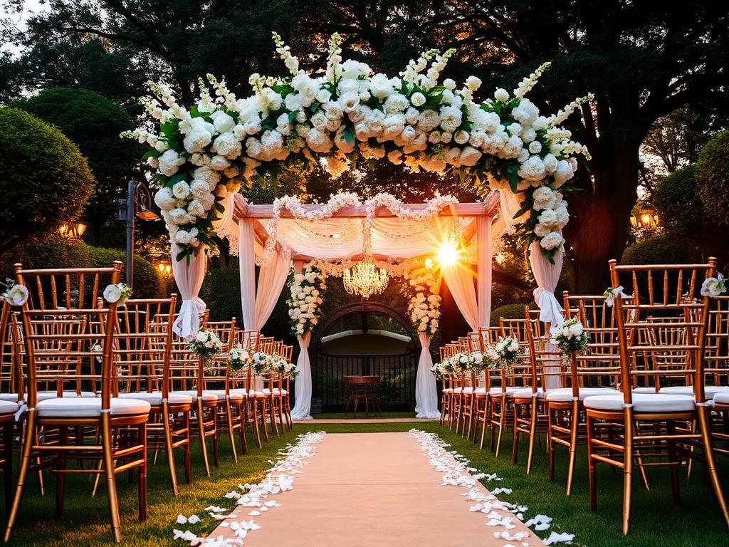 Outdoor garden wedding ceremony